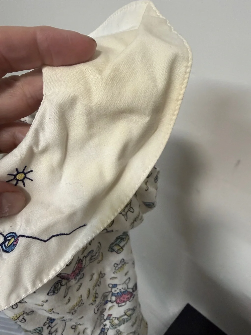 Cream Bunny-Print Baby One-Piece Romper Y2K